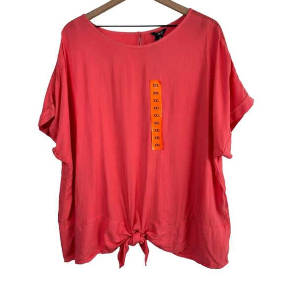 BUFFALO DAVID BITTON XXL PINK SHORT SLEEVE WOMEN BLOUSE BRAND NEW WITH TAGS - Picture 1 of 5